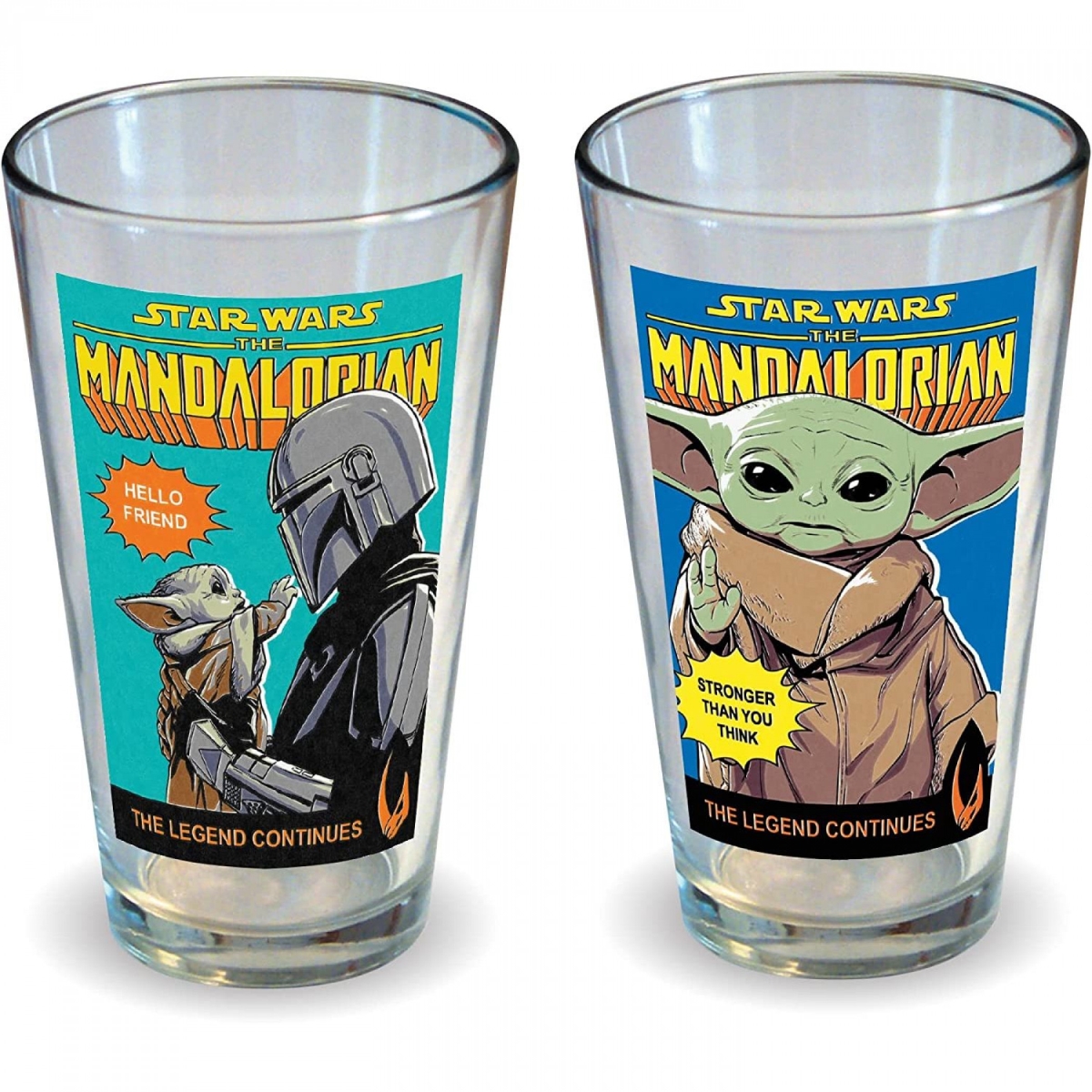 Picture of Star Wars 860922 16 oz The Mandalorian Grogu & Mando Pint Glass&#44; Multi Color - Pack of 2