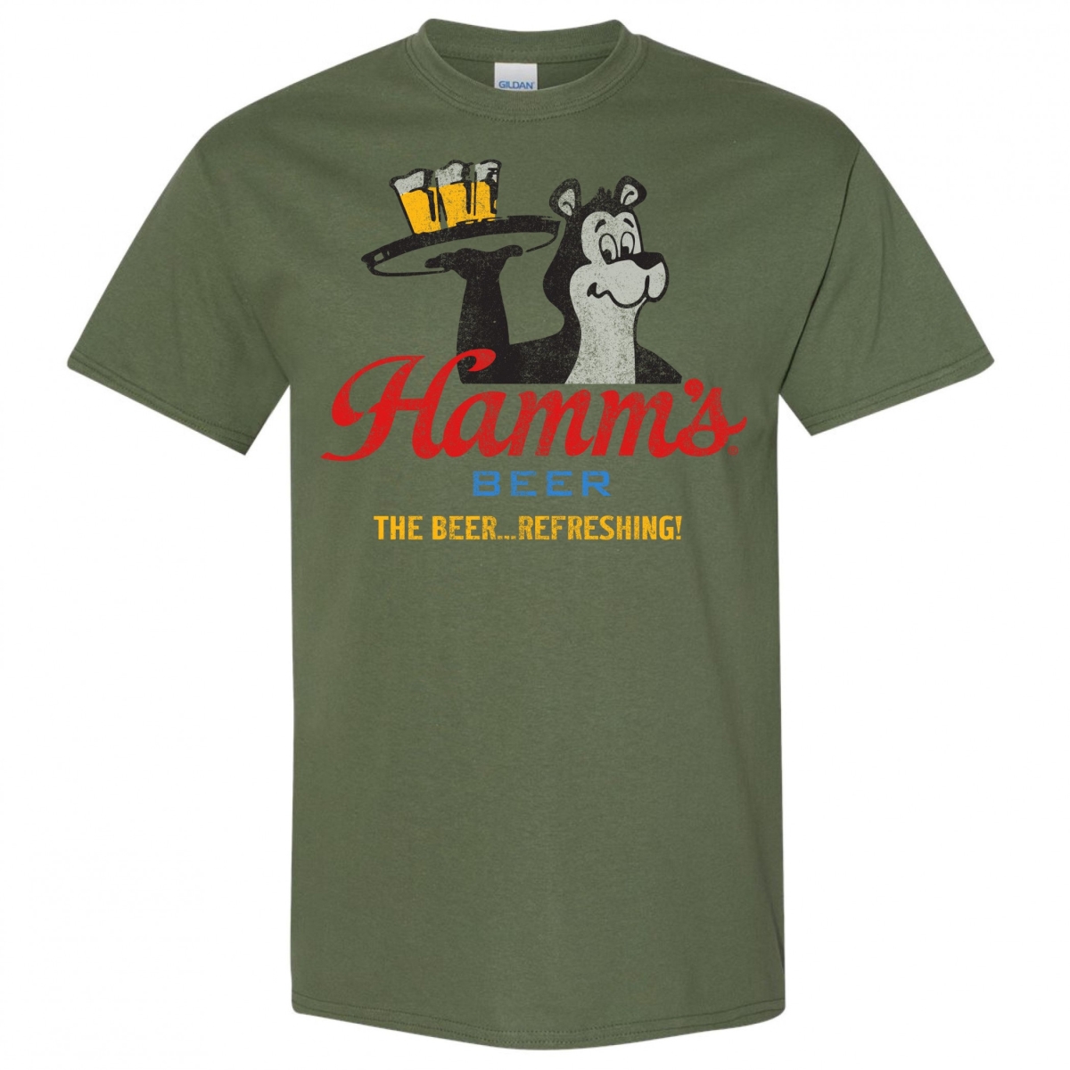 860209-medium Beer Bear Refreshing T-Shirt, Green - Medium