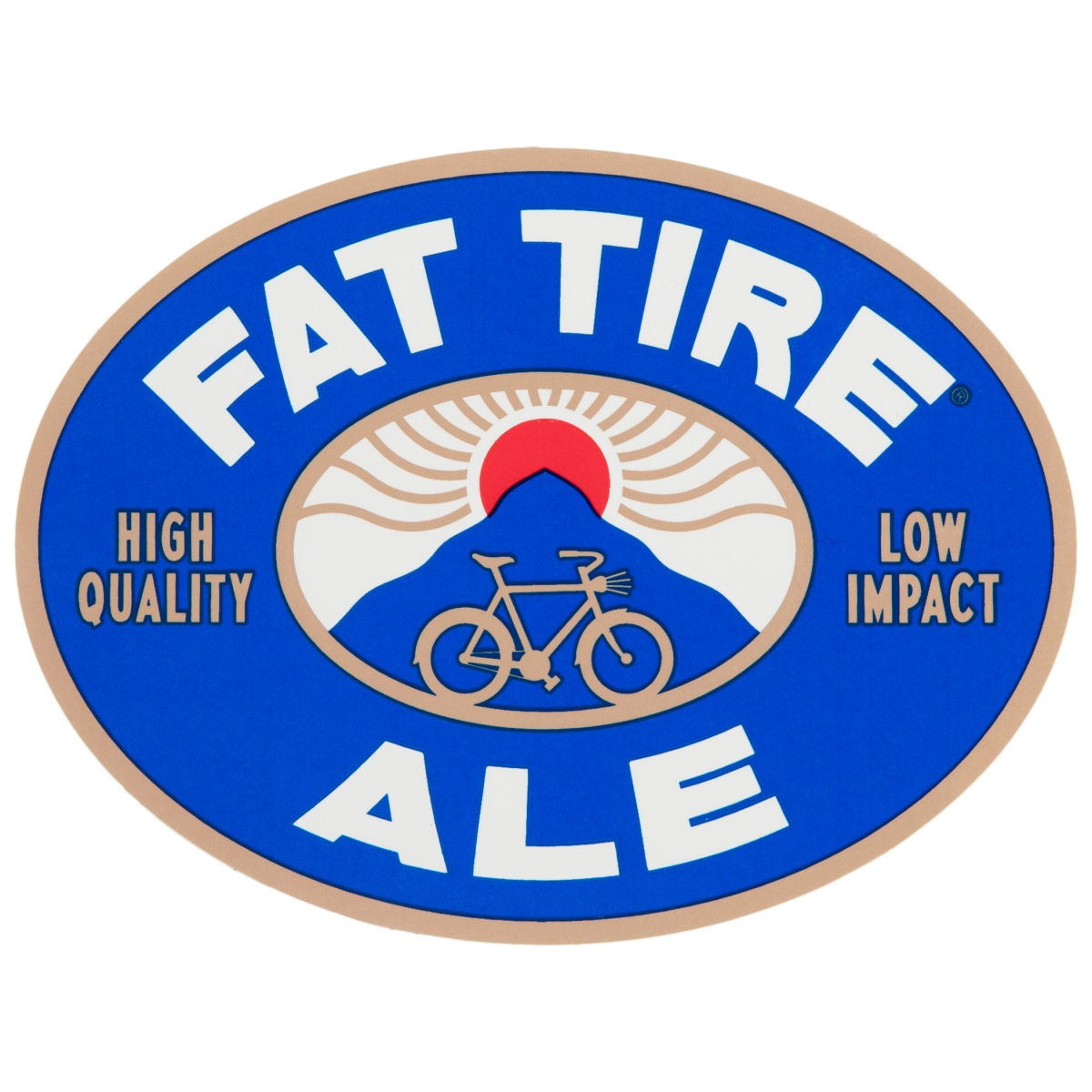 Fat Tire Ale Oval Logo Sticker, Blue & White