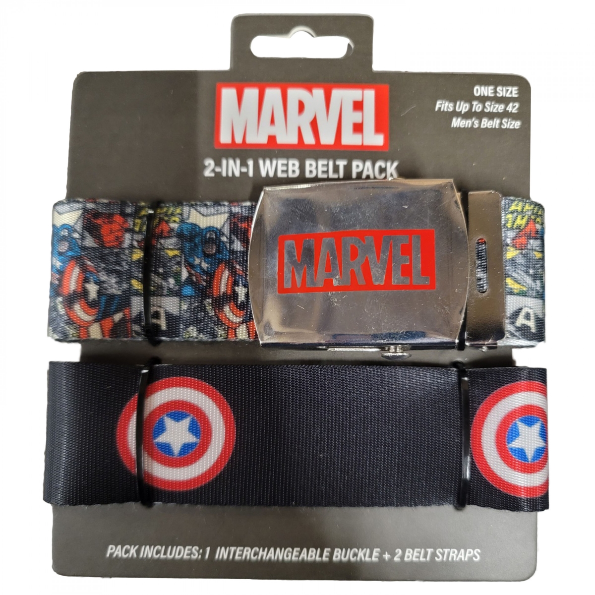 Picture of Captain America 862562 Marvel Retro Logo 2-in-1 Web Belt, Multi Color