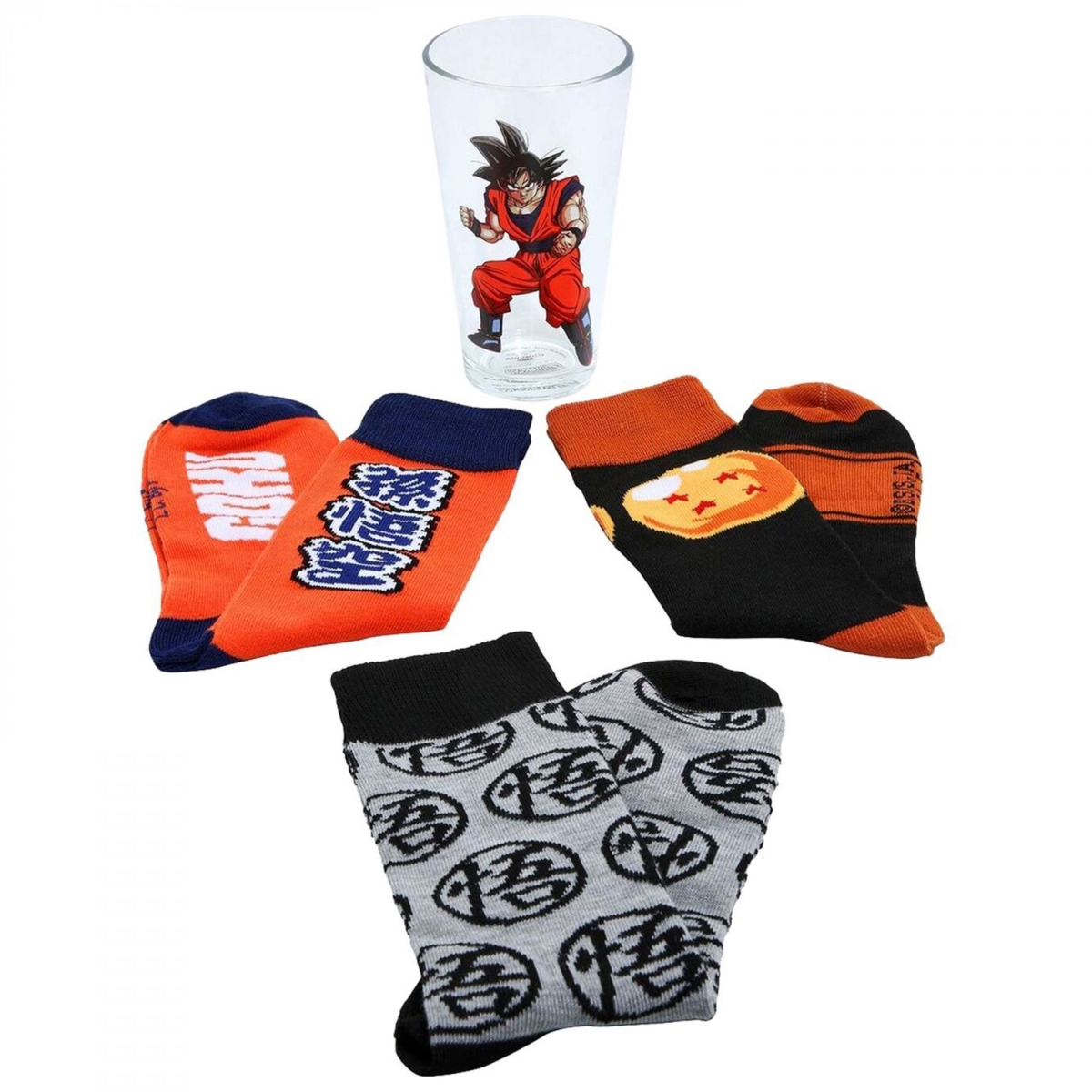 Picture of Dragon Ball Z 851705 Dragon Ball Z Crew Socks & Pint Glass Set&#44; 3 Piece