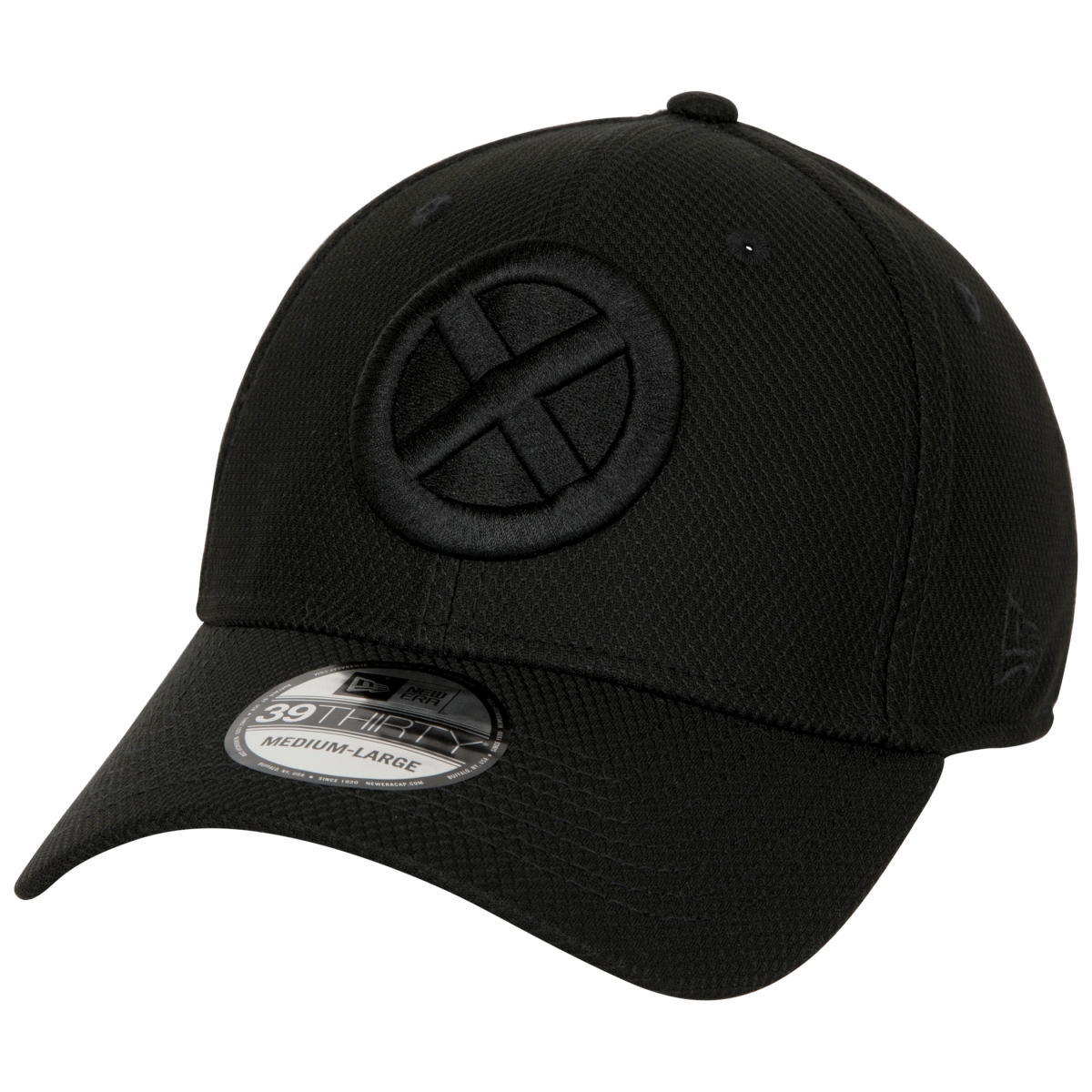 Picture of X-Men 864456-large-xla X-Men Logo Black on Black Colorway   Era 39Thirty Fitted Hat&#44; Large & Extra Large