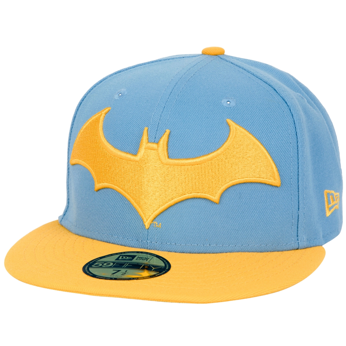Picture of Batman 862257-71-2fitte Batman Hush Blue & Yellow Colorway   Era 59Fifty Fitted Hat&#44; 7.5 Fitted