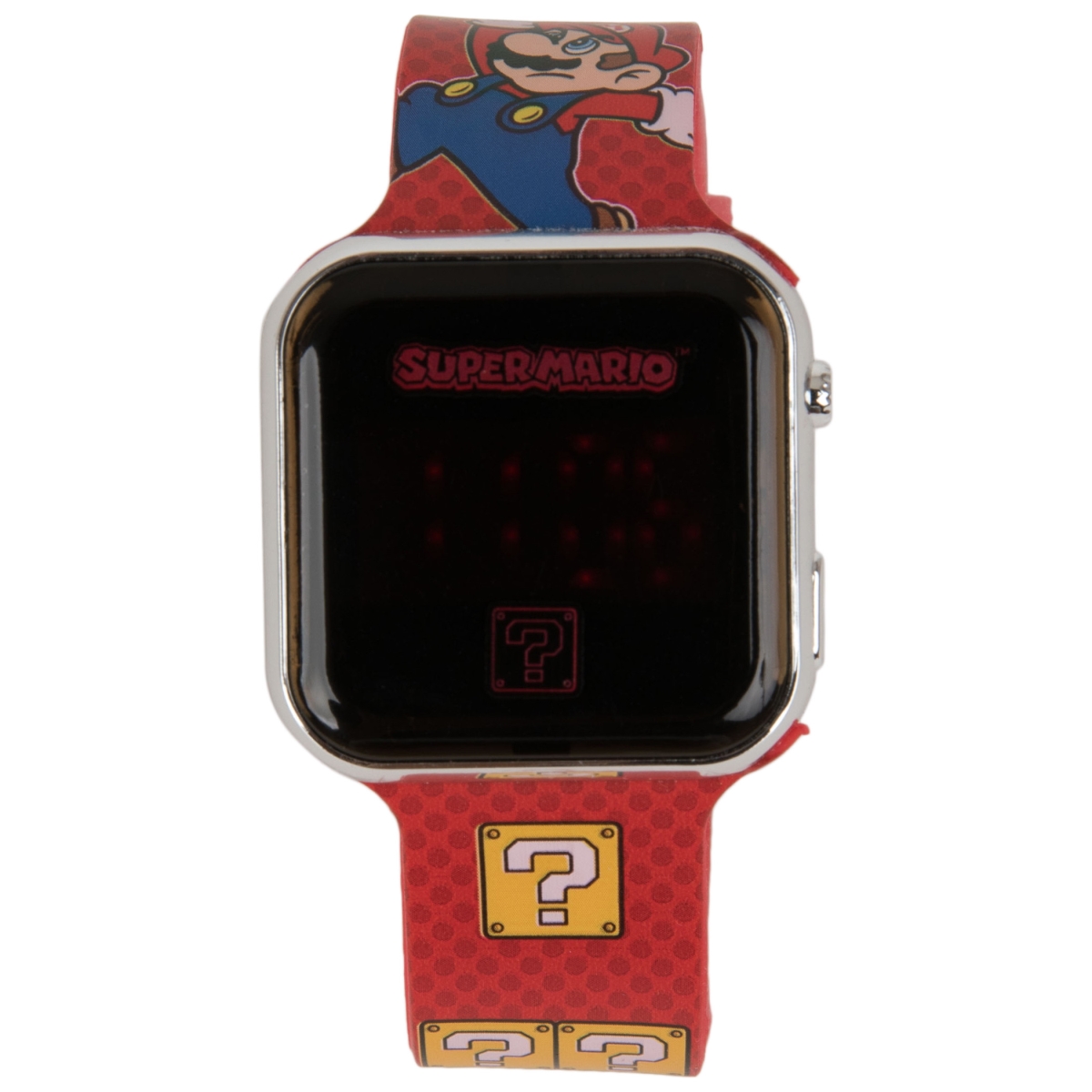 Picture of Super Mario Bros 865291 Super Mario Bros Block LED Wrist Watch&#44; Red