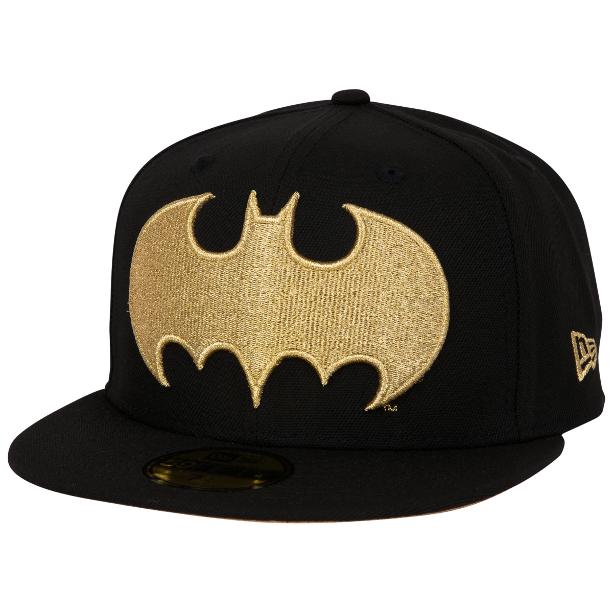 Picture of Batman 860888-71-2fitte Batman Gold Logo Black Colorway   Era 59Fifty Fitted Hat&#44; 7.5 Fitted