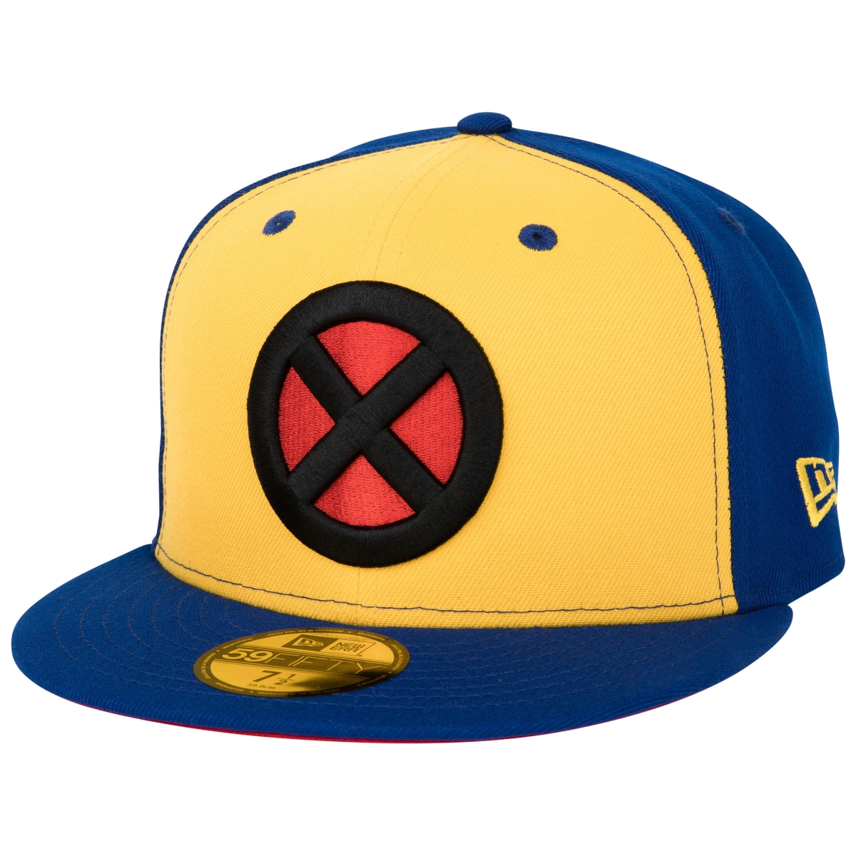 Picture of X-Men 861030-71-2fitte X-Men Logo Vintage Colorway   Era 59Fifty Fitted Hat&#44; Yellow & Blue - 7.5 Fitted