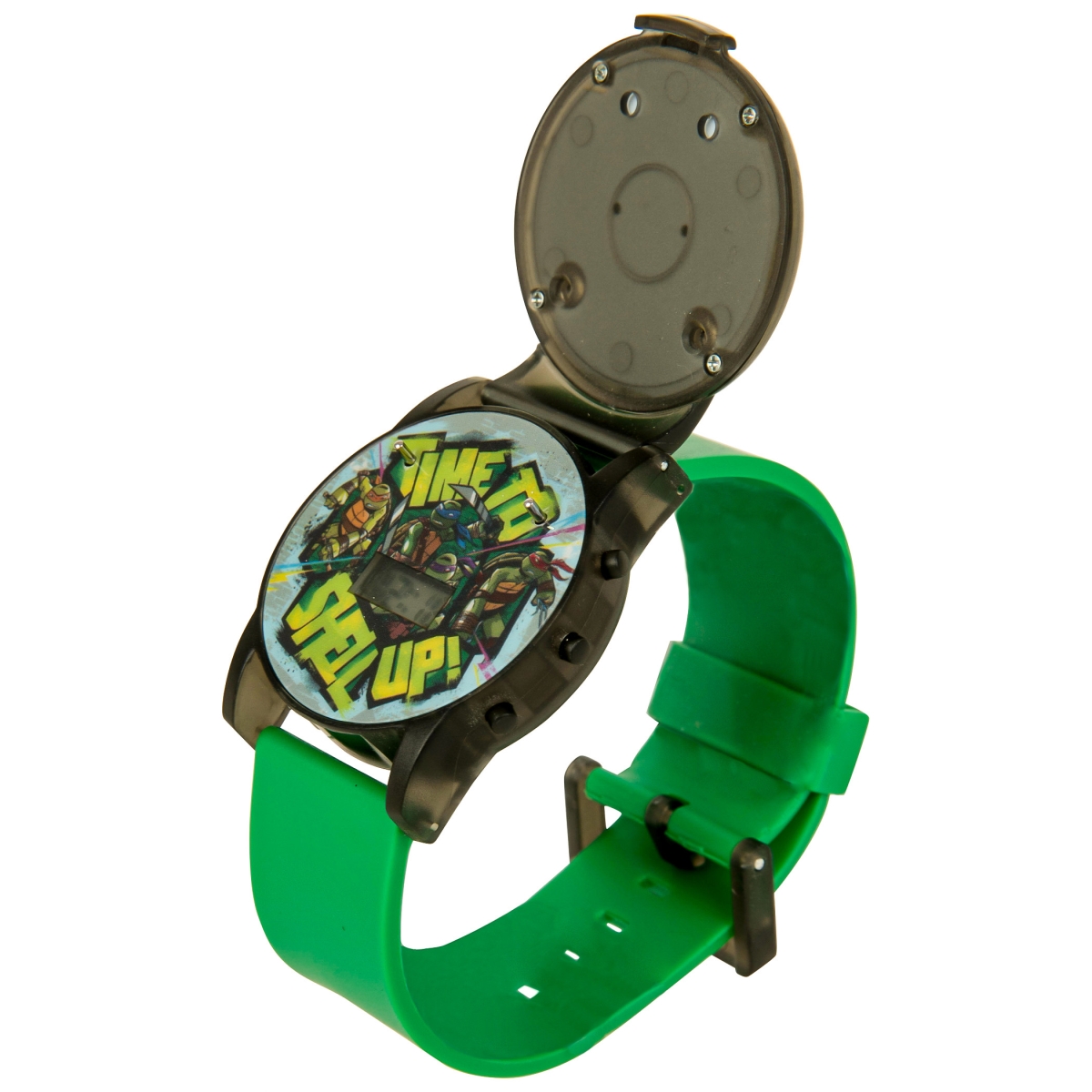 Picture of Teenage Mutant Ninja Turtles 867358 Teenage Mutant Ninja Turtles Pop Up Shell LCD Watch&#44; Black & Green
