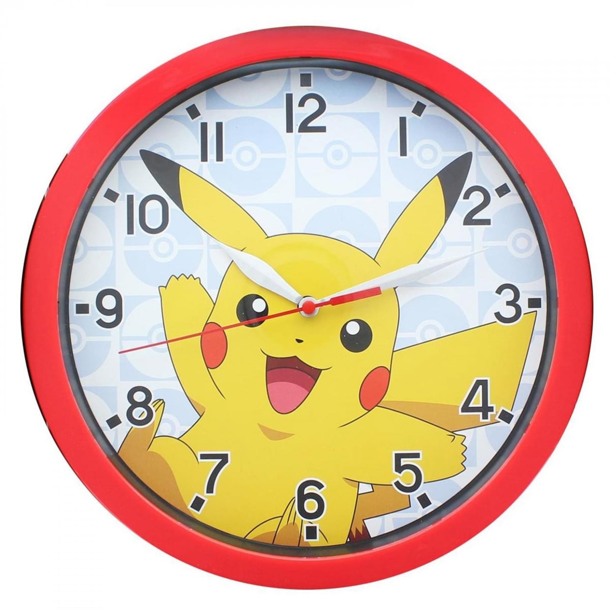 9.5 in.  Playful Pikachu Wall Clock, Red