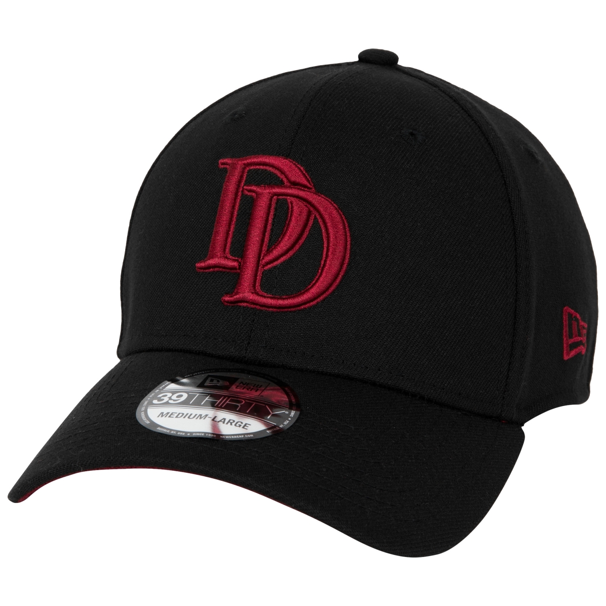 Picture of Dare Devil 860717-large-xla Daredevil Logo Black Colorway   Era 39Thirty Fitted Hat&#44; Large & Extra Large