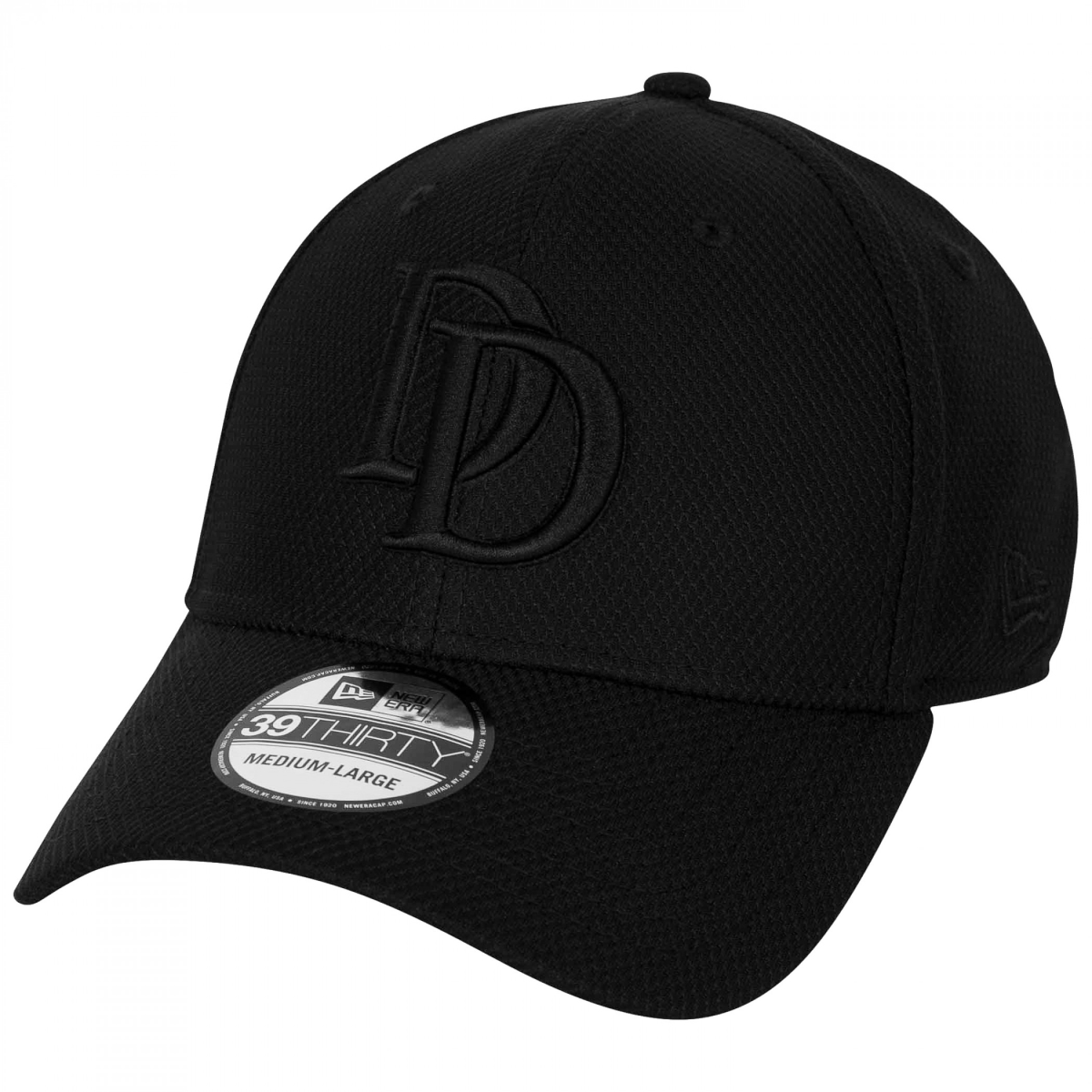Picture of Dare Devil 868080-small-med Daredevil Logo Black on Black   Era 39Thirty Fitted Hat&#44; Small & Medium