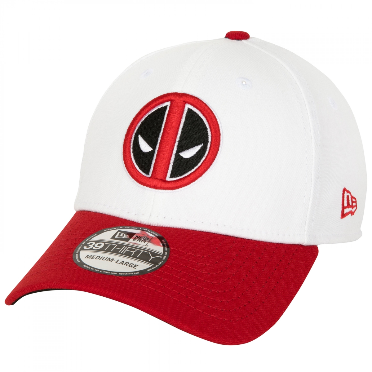 Picture of Deadpool 868122-large-xla Deadpool Logo Home Colors   Era 39Thirty Fitted Hat&#44; White & Red - Large & Extra Large