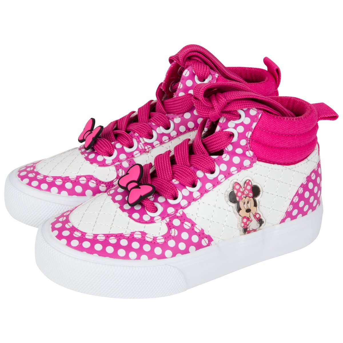 867040-size1 Polka-Dot Pink High-Top Girls Shoes, Pink - Size 1 -  Minnie Mouse