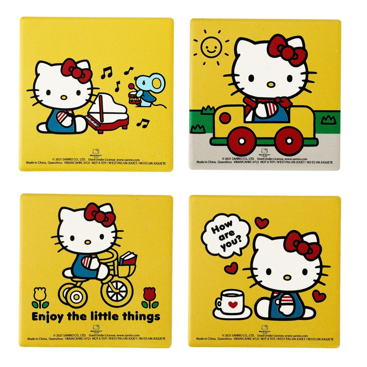 Picture of Hello Kitty 865993 Enjoy The Little Things Variety Ceramic Coaster Set - Pack of 4