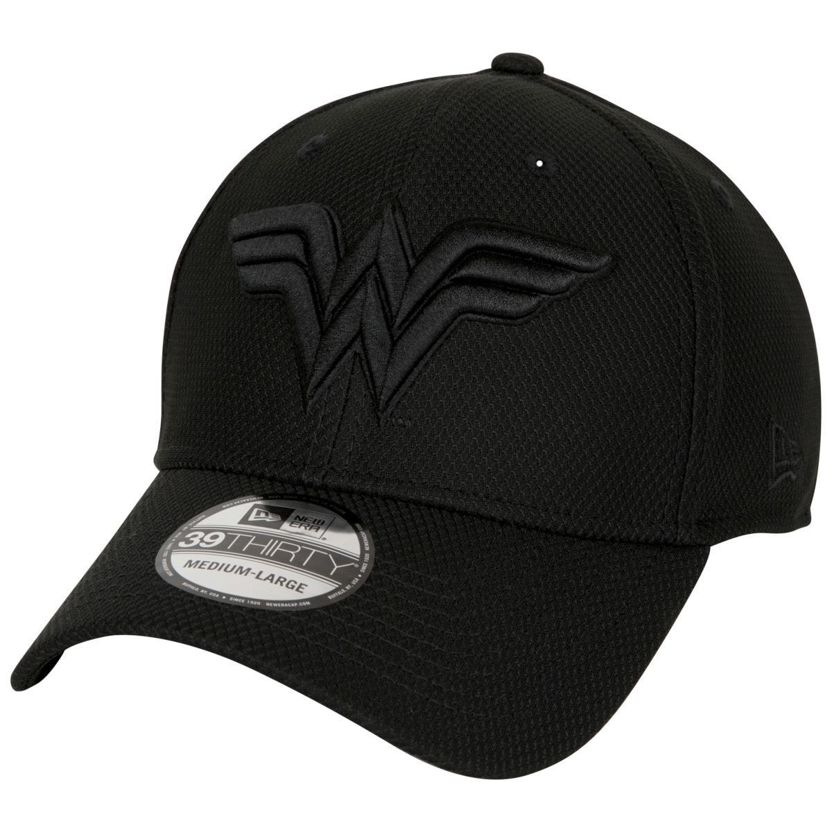 Picture of Wonder Woman 864452-small-med Wonder Woman Logo Colorway Era 39Thirty Fitted Hat&#44; Black - Small & Medium
