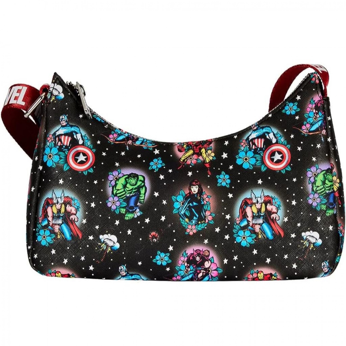 Picture of Avengers 869999 Avengers Tattoo Shoulder Bag by Loungefly&#44; Black