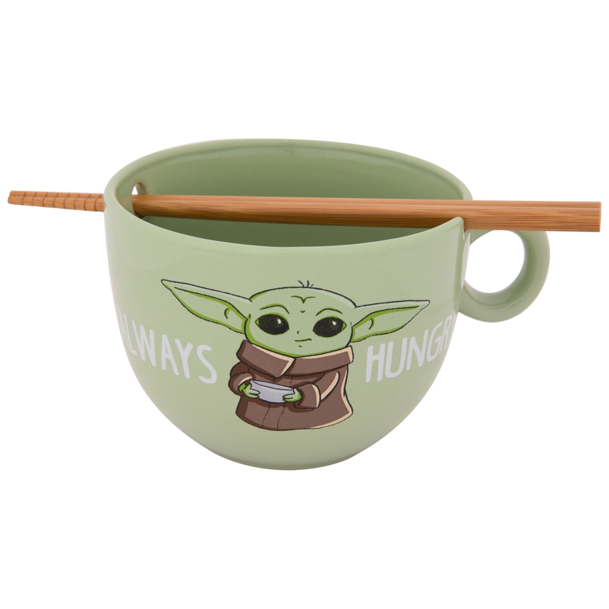 Picture of Star Wars 860921 Star Wars The Mandalorian Grogu Always Hungry Ramen Bowl with Chopsticks&#44; Green