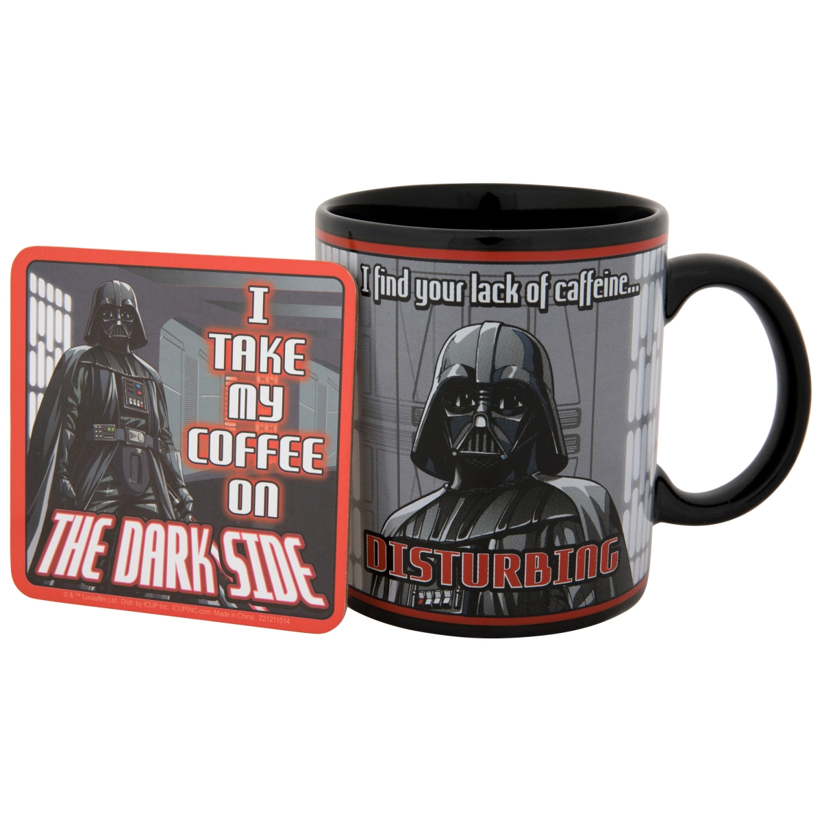 Picture of Star Wars 860918 Darth Vader I Take My Coffee on The Dark Side Ceramic Mug with Coaster&#44; Black