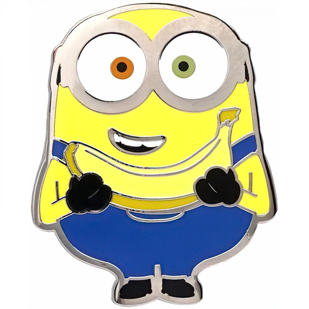 Bob Holding Banana Enamel Lapel Pin, Blue & Yellow