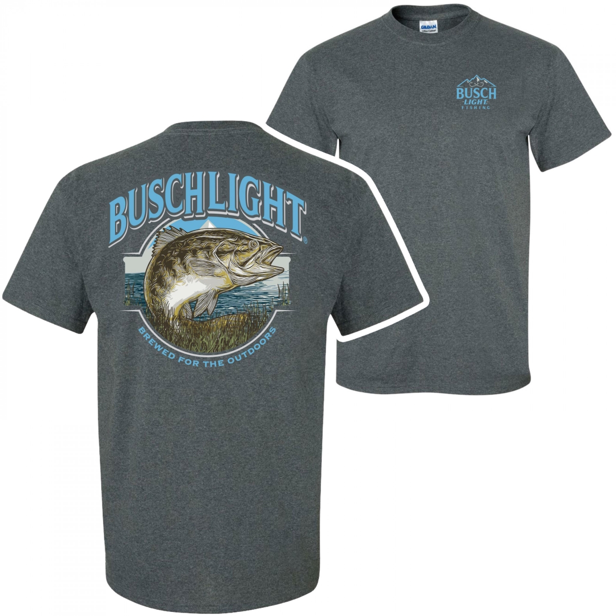 Light Out Fishing Colorway Front & Back Print T-Shirt, Grey - Extra Large