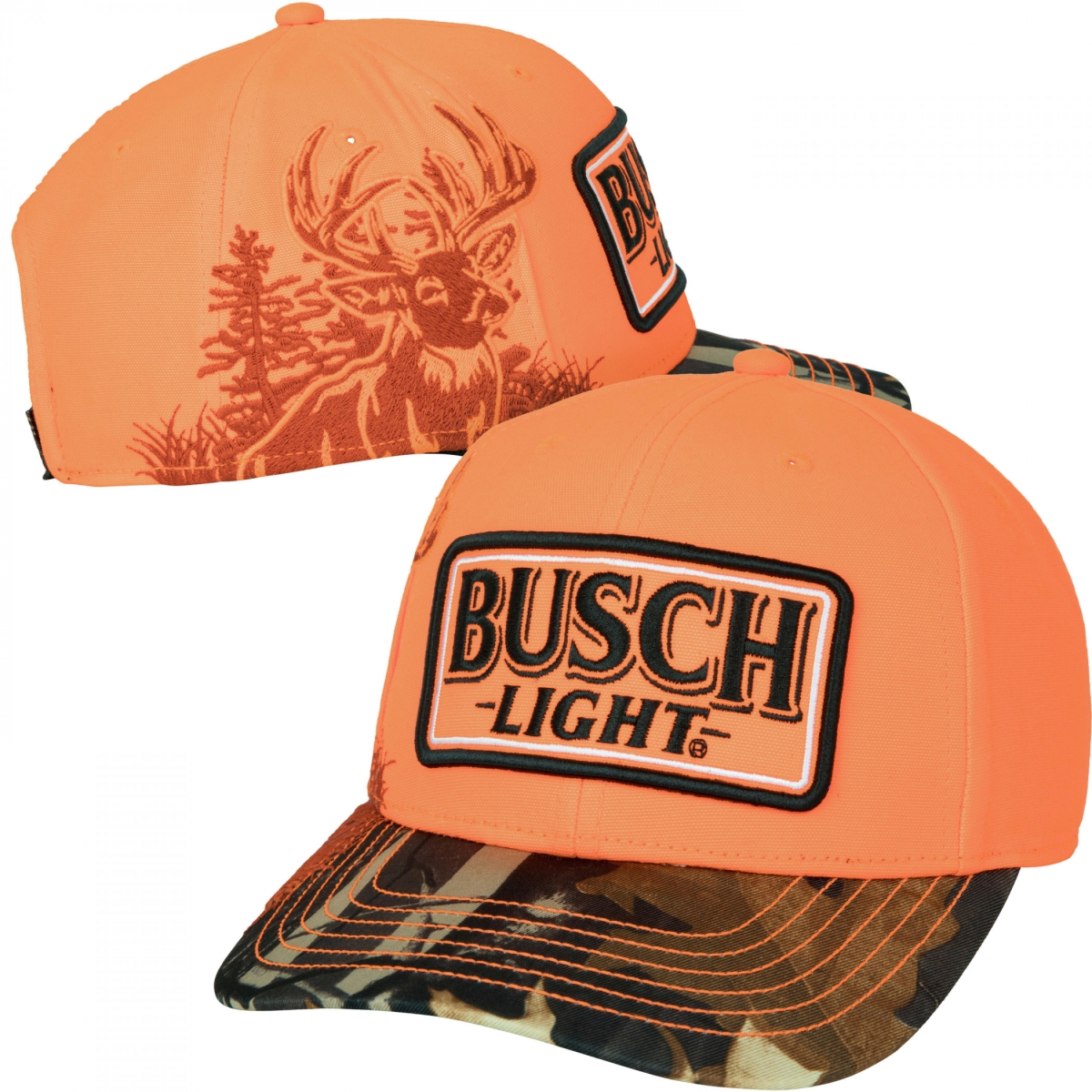 Light Blaze Buck Hunter Camo Brim Adjustable Hat, Orange