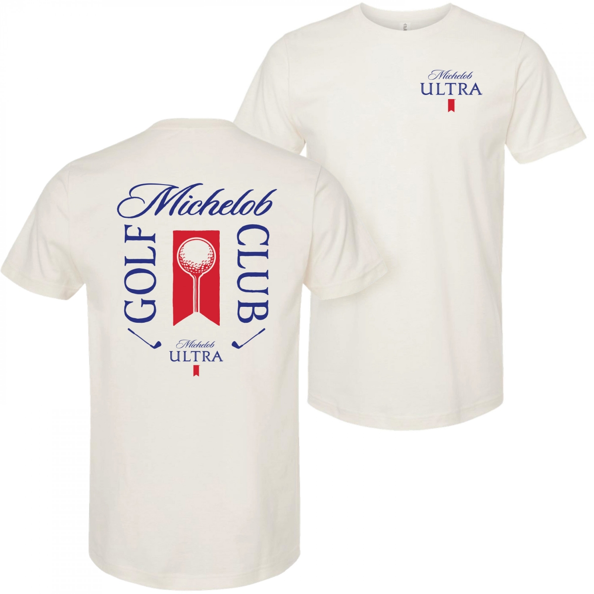 Picture of Michelob 863852-medium Michelob Golf Club Colorway Front & Back Print T-Shirt&#44; Beige - Medium