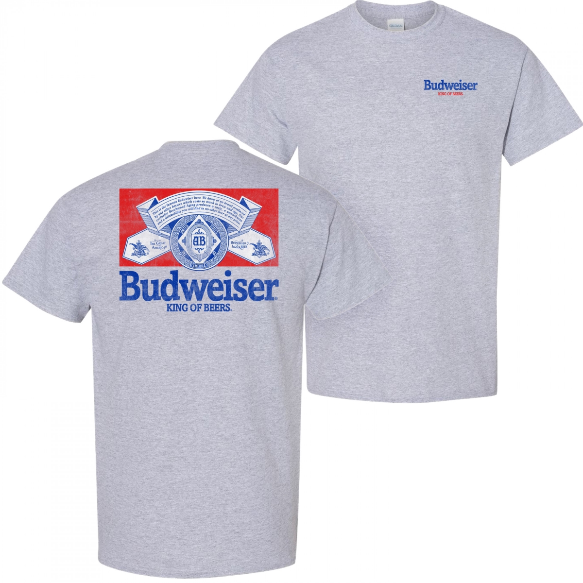 Distressed Logo Front & Back Print Cotton T-Shirt, Grey - 2XL