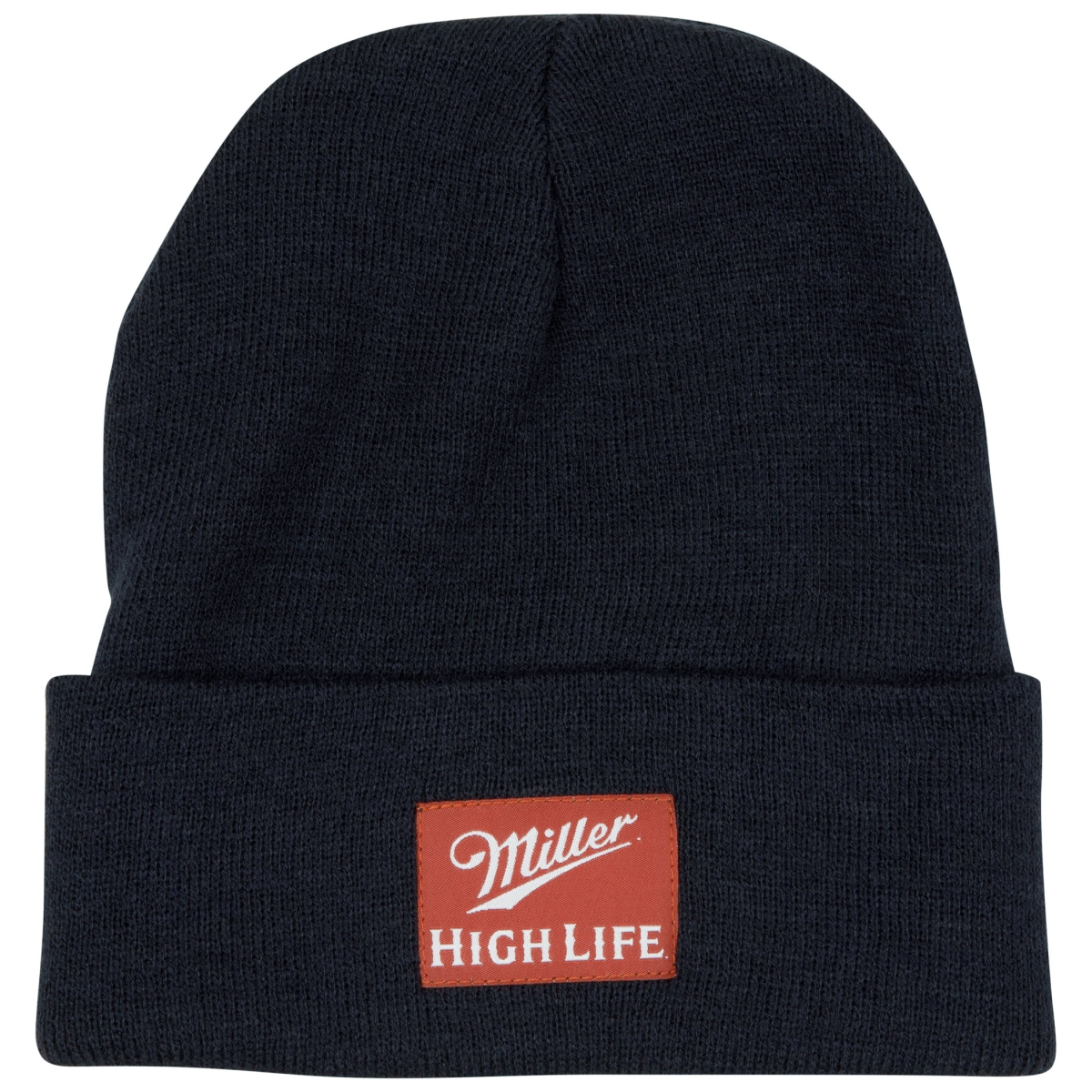 Picture of Miller High Life 864833 Polyester Miller High Life Woven Label Colorway Cuffed Knit Beanie&#44; Navy Blue