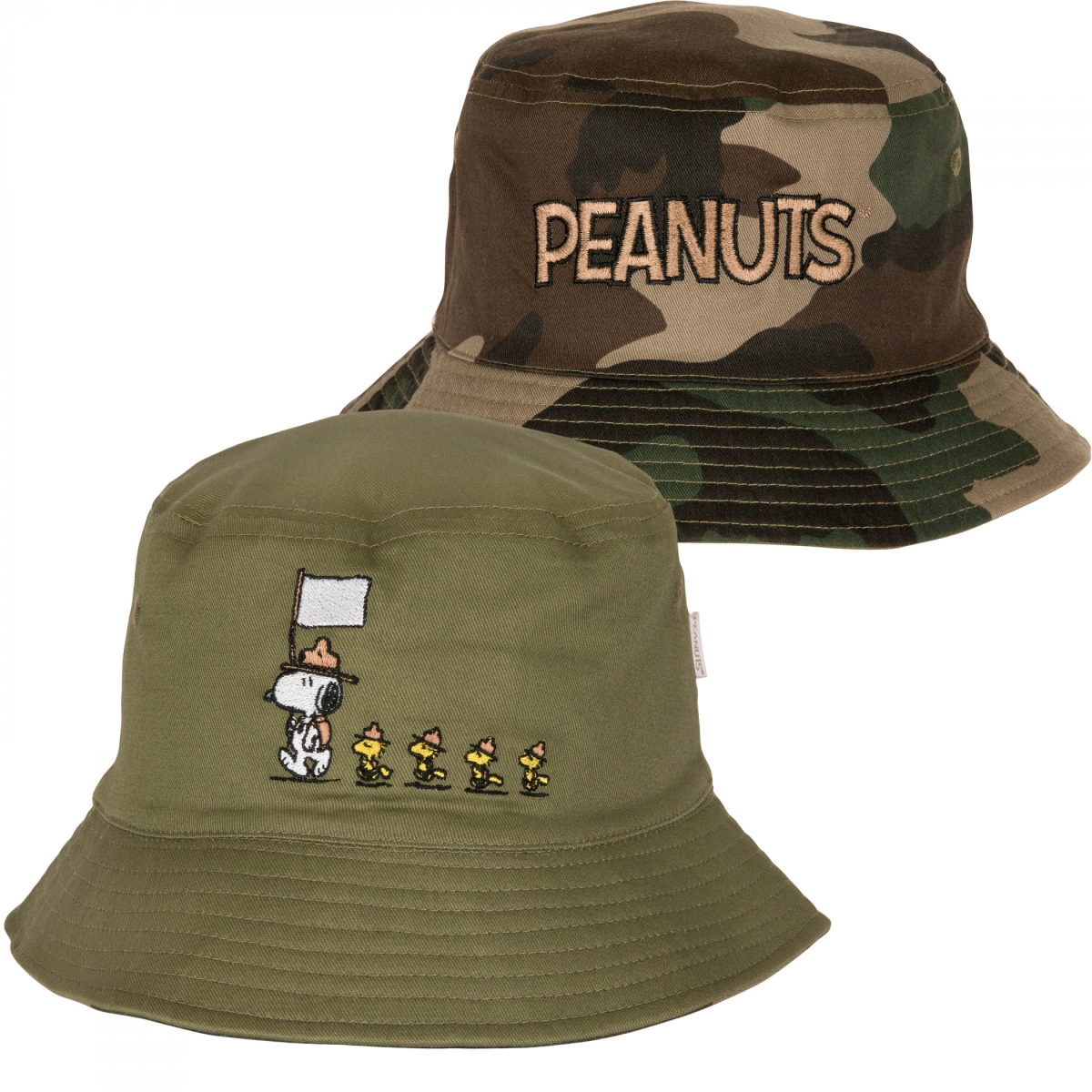 Polyester  Snoopy Troops Reversible Camo Bucket Hat, Green