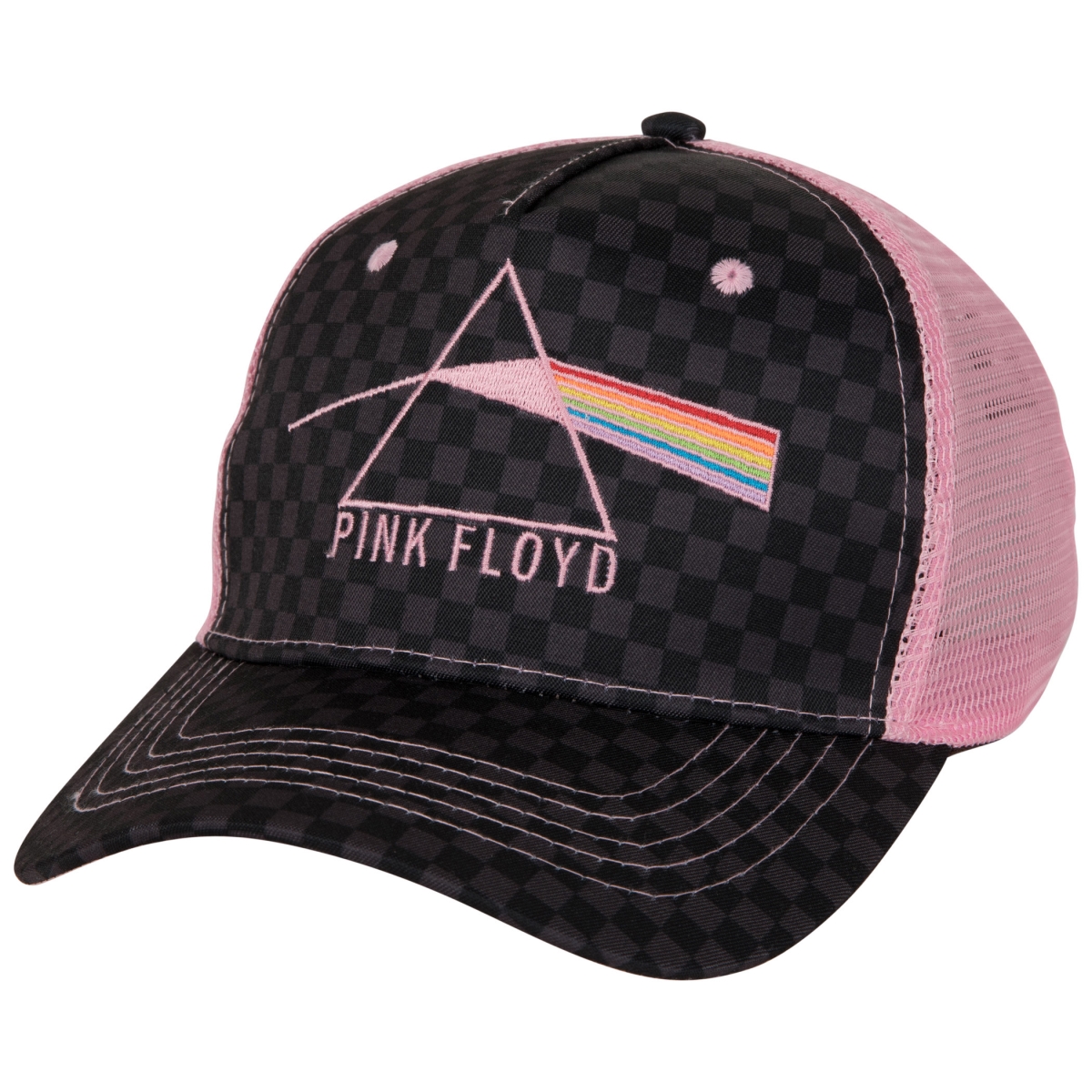 864815 Polyester  The Dark Side of The Moon Snapback Trucker Hat, Black & Pink -  Pink Floyd