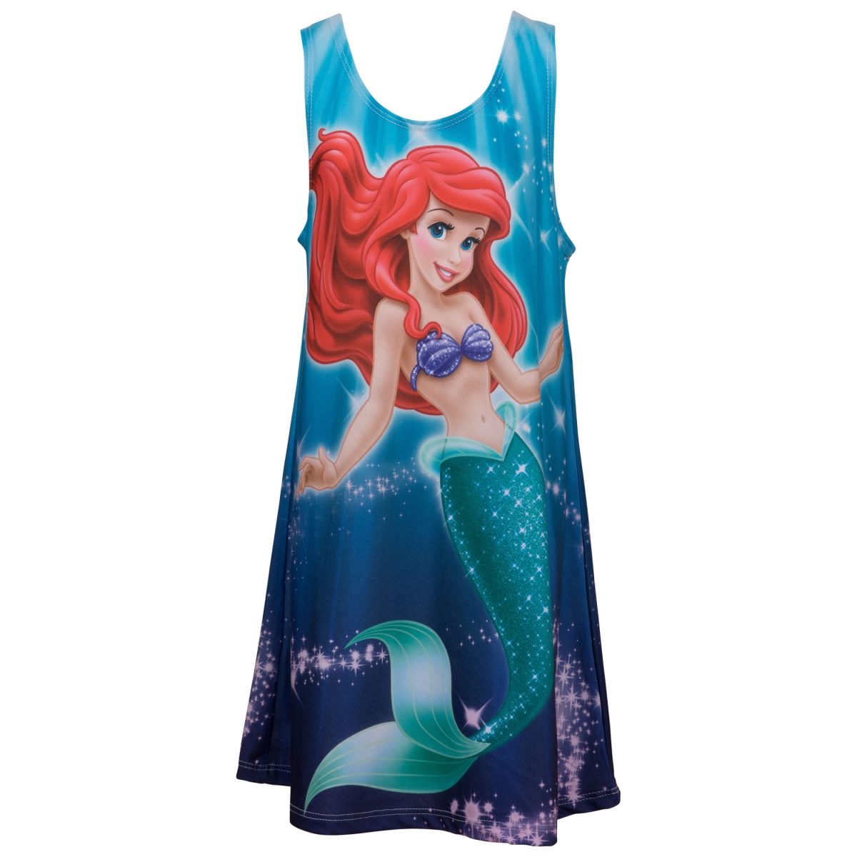 Picture of Little Mermaid 863166-xs-4-5 The Little Mermaid Ariel Under the Sea Youth Tank Cotton Dress&#44; Blue - Extra Small 4-5