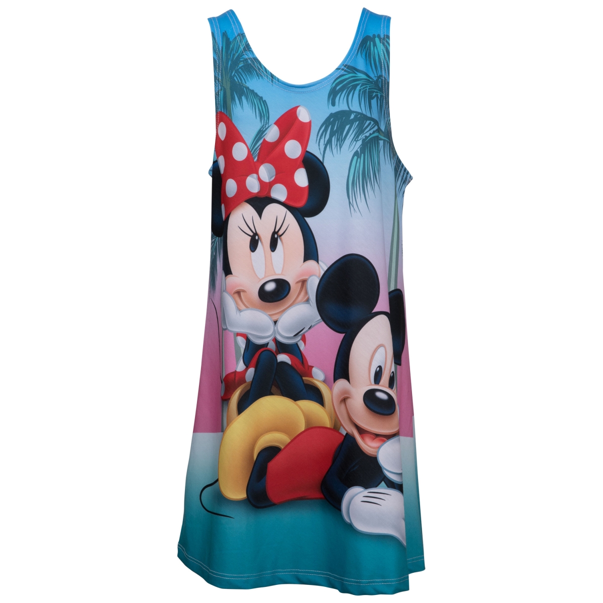 Picture of Mickey Mouse 863171-s-6-6x Mickey & Minnie Beach Day Youth Tank Cotton Dress&#44; Blue - Small 6-6X