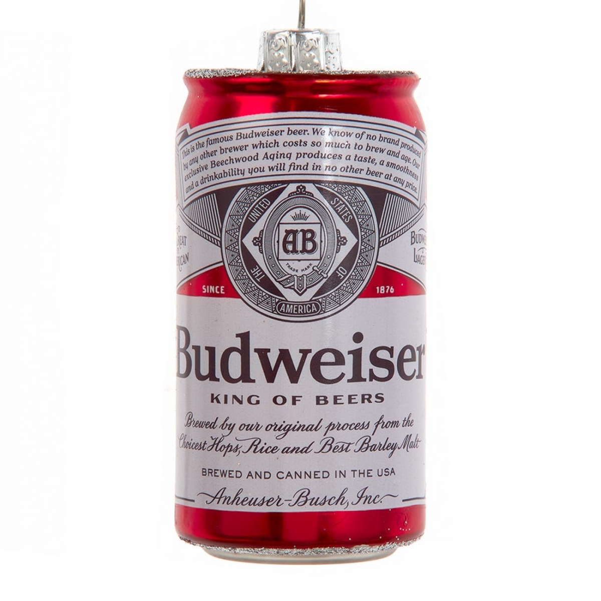 Picture of Budweiser 863939 Budweiser Can Glass Ornament&#44; Red
