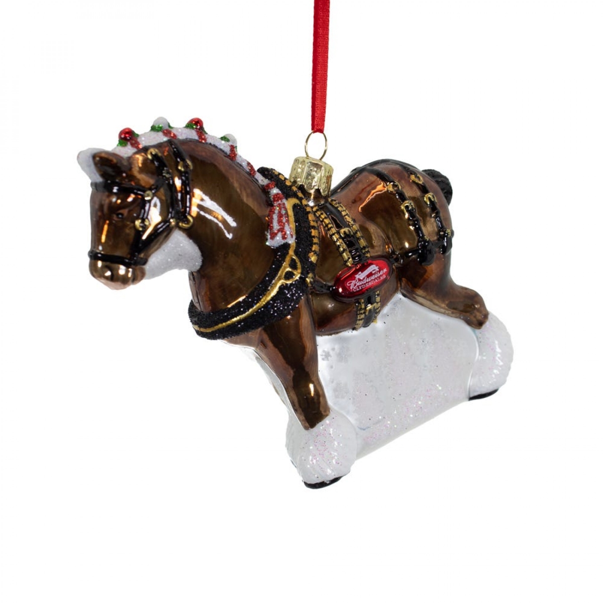 Picture of Budweiser 863943 Budweiser Glass Clydesdale Ornament&#44; Brown