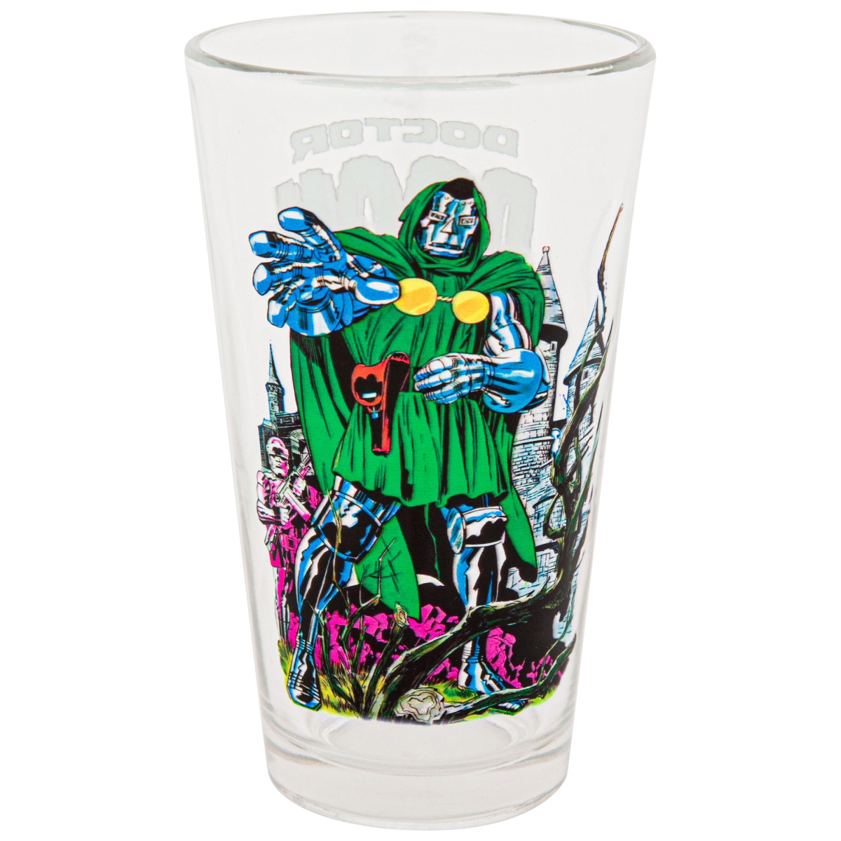 Picture of Dr Doom 862775 Dr. Doom Comic Art Pint Glass, Clear