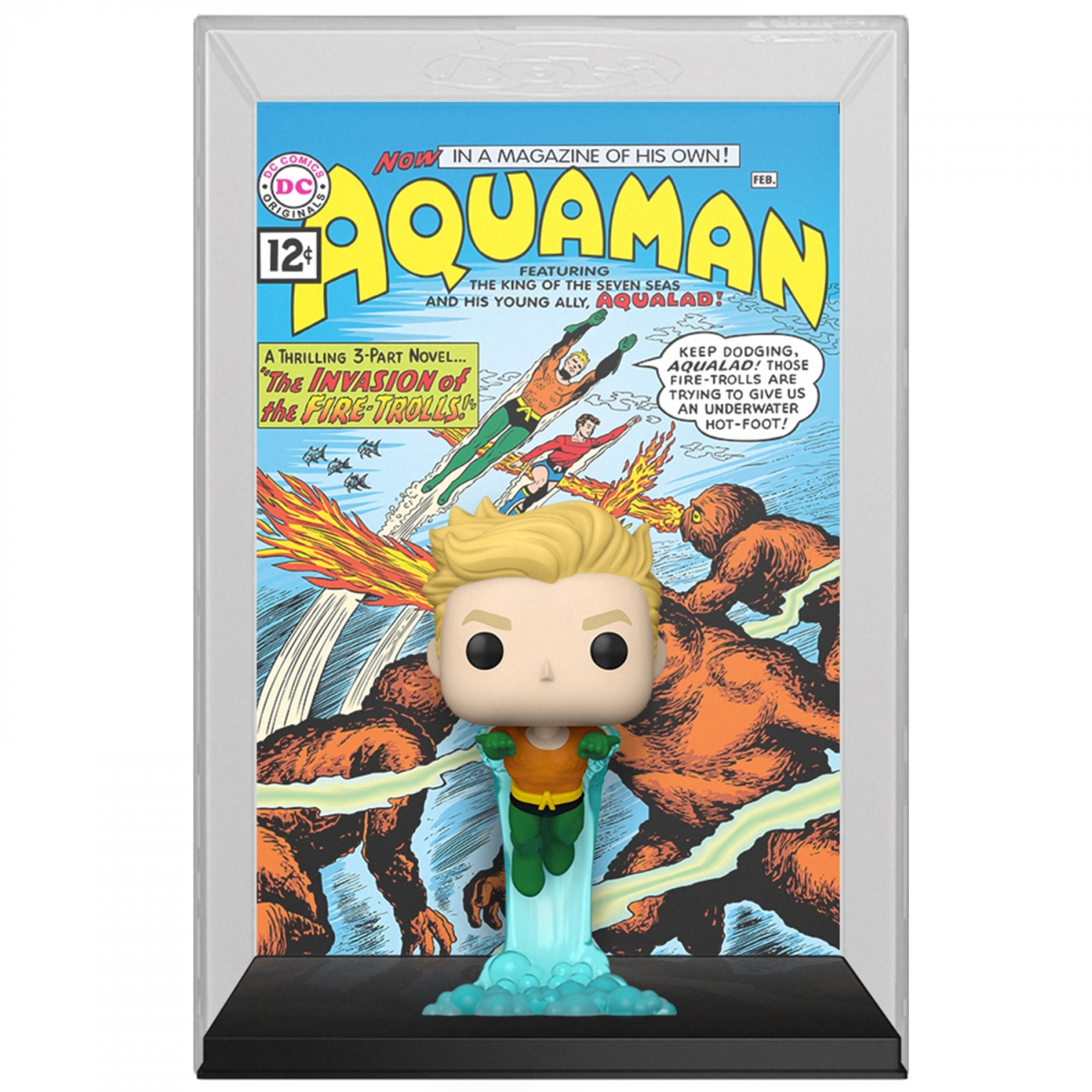 Picture of Aquaman 856867 Funko Pop Comic Cover - Aquaman Vinyl Figure & Comic Cover&#44; Green&#44; Blue & Yellow