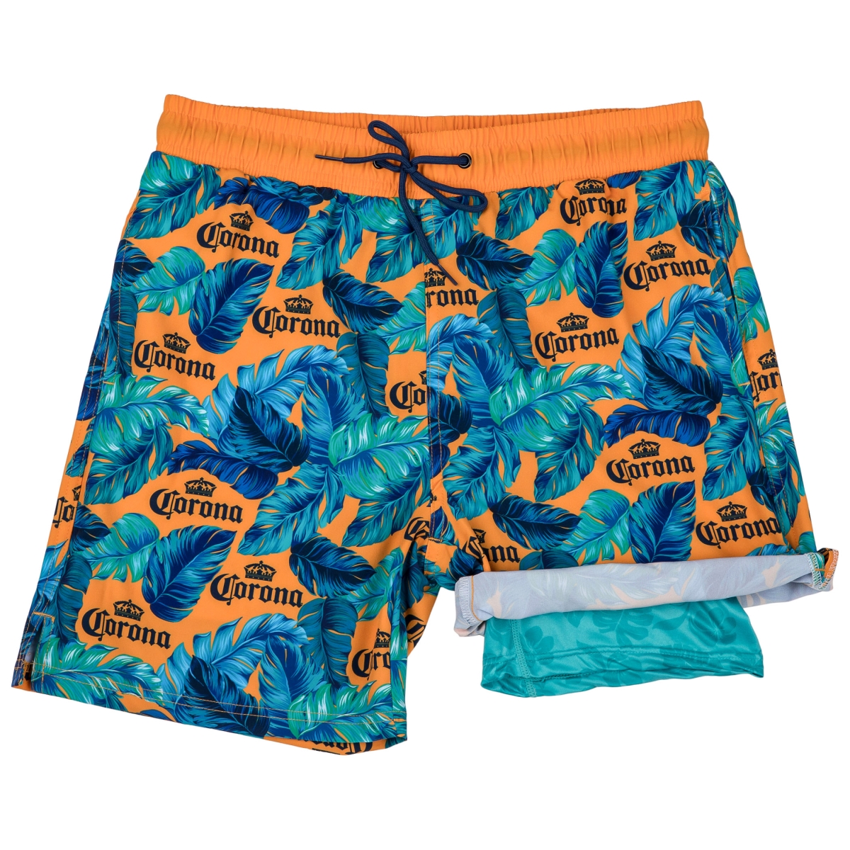 Picture of Corona Extra 866850-large-36 Corona Extra Tropical Beer 6 in. Inseam Lined Swim Trunks&#44; Multi Color - Large - 36-38