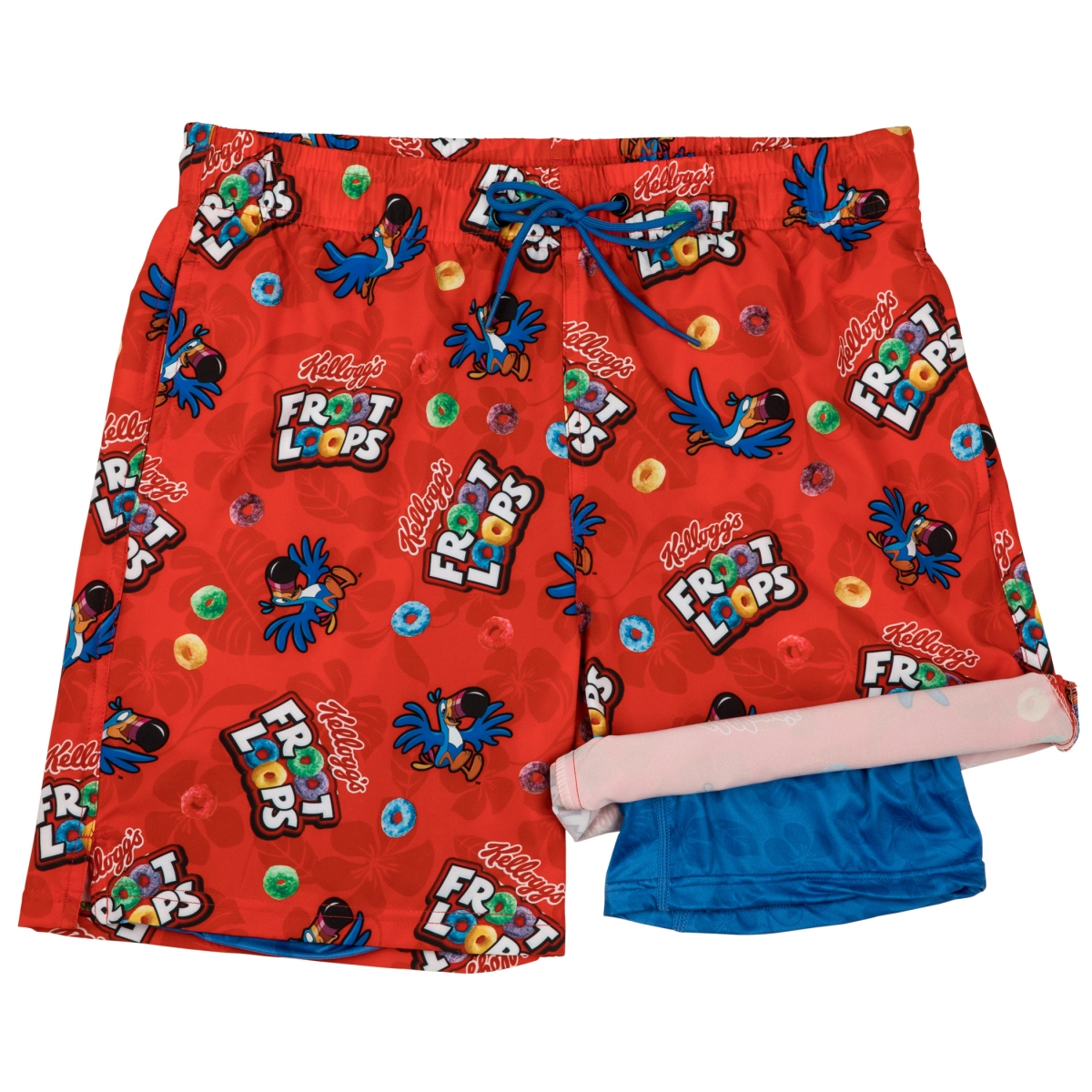Picture of Cereals 866810-medium-32 Froot Loops Cereal 6 in. Inseam Lined Swim Trunks&#44; Red - Medium - 32-34