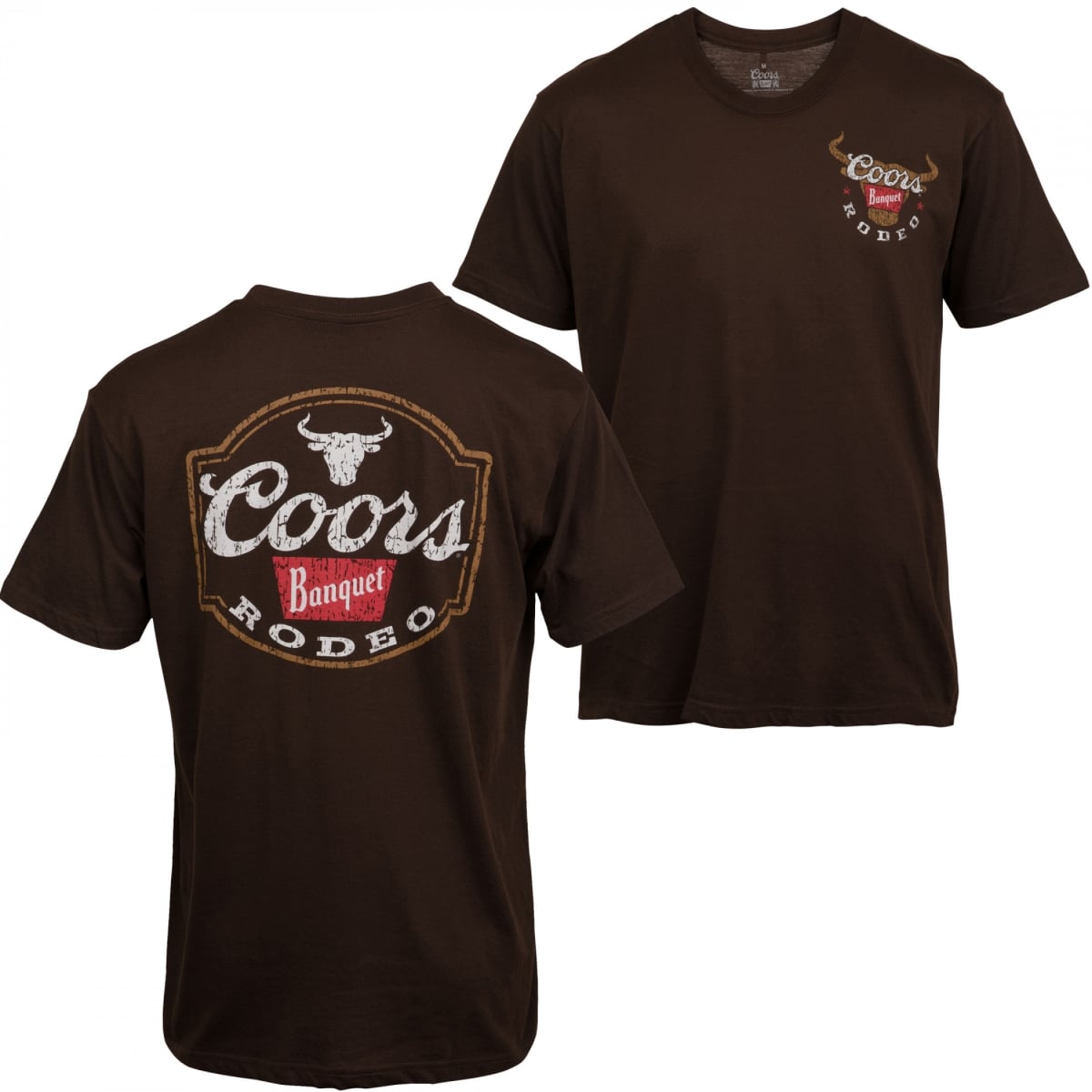 862425-small  Banquet Rodeo Logo Colorway Front & Back Print T-Shirt, Brown - Small