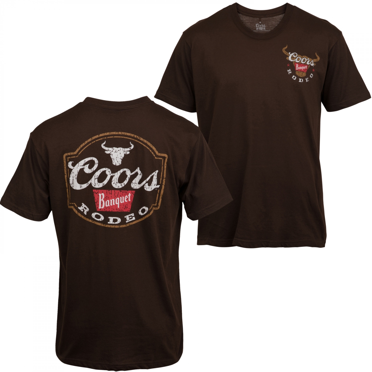 862425-large  Banquet Rodeo Logo Colorway Front & Back Print T-Shirt, Brown - Large