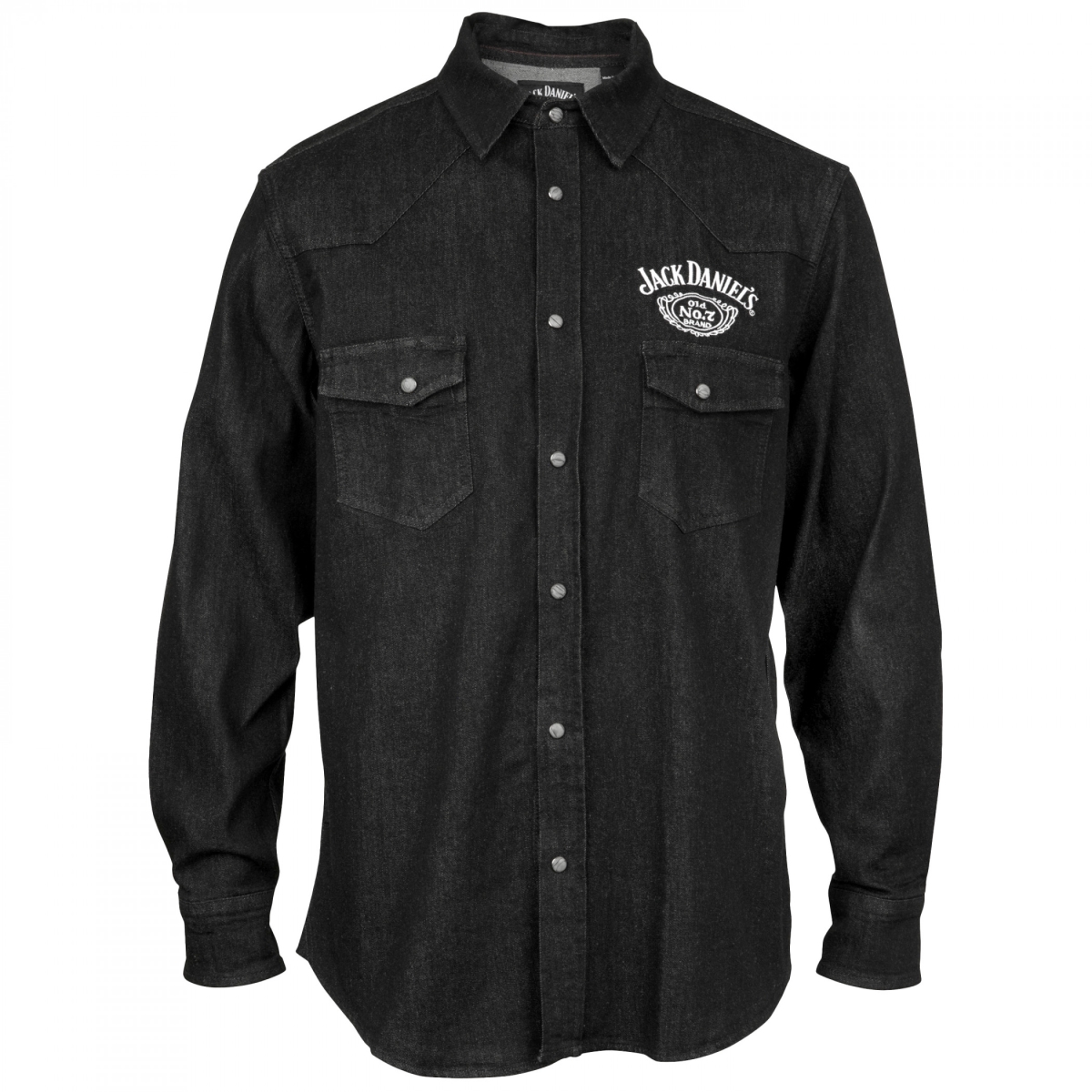 Jack Daniels Denim Western Snap Buttons Shirt, Black - Extra Large