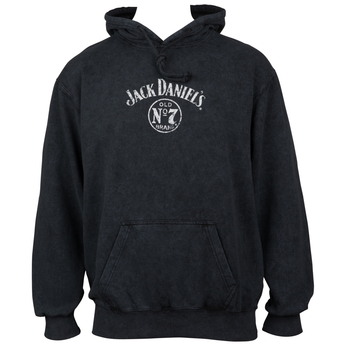 Label Mineral Wash Front & Back Print Pull-Over Hoodie, Black - Extra Large