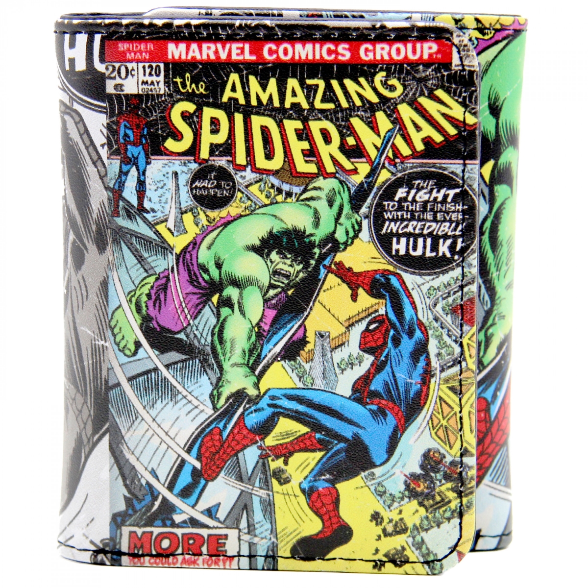 Picture of Spider-Man 870090 No. 120 Spider-Man & The Incredible Hulk Comic Cover Trifold Wallet in Collectors Tin