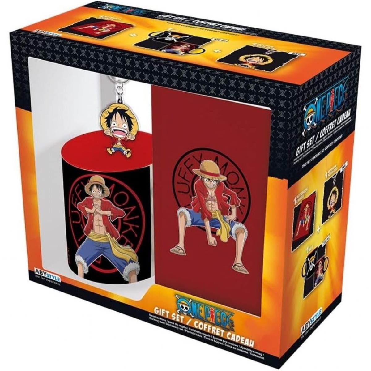 Picture of One Piece 871660 One Piece Luffy Mug&#44; Keyring & Notebook Gift Set&#44; Black & Red - 3 Piece
