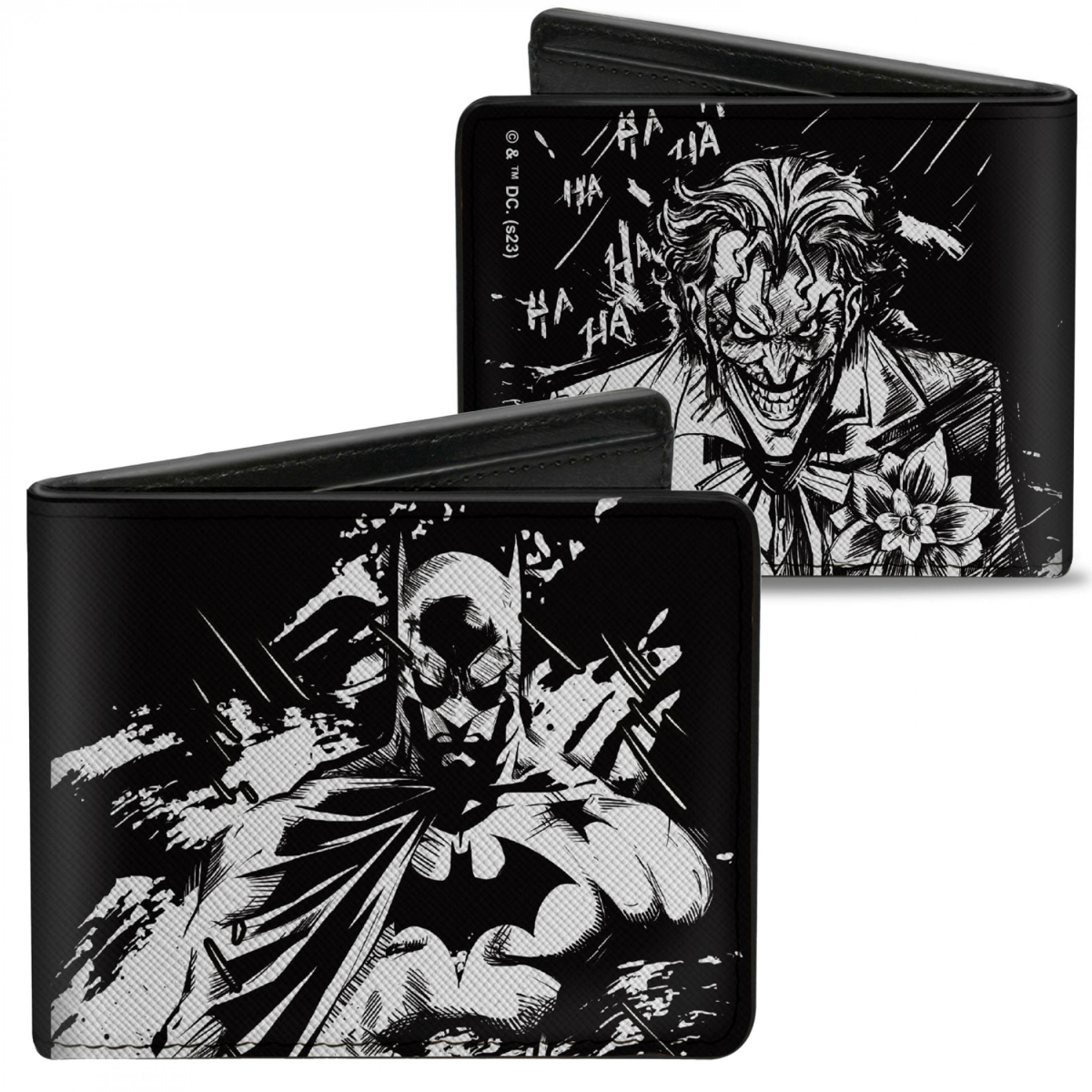 Picture of Batman 873589 Batman & The Joker Black & White Sketch Bi-Fold Wallet&#44; Black & White