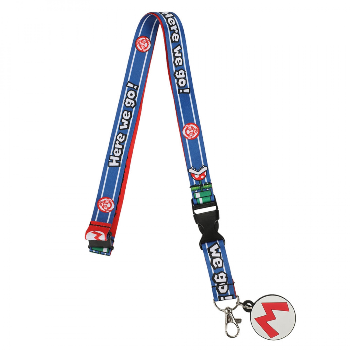 Picture of Super Mario Bros 872338 Super Mario Bros. Here We Go Lanyard with Rubber Charm