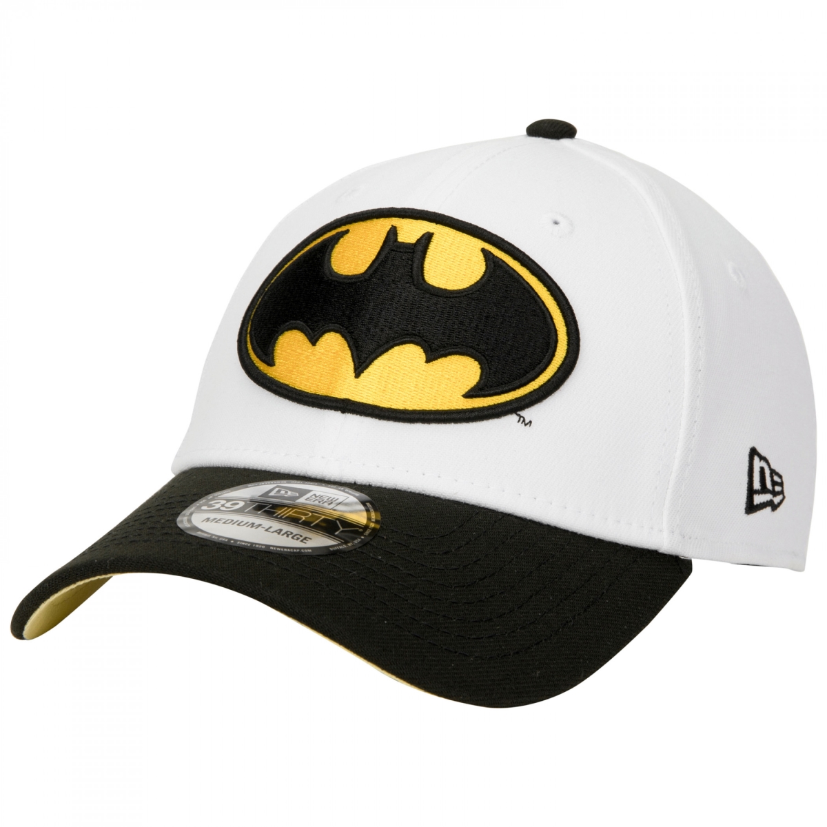 Picture of Batman 871539-m-l Batman Logo Home Colors Era 39Thirty Hat&#44; White & Black - Medium-Large