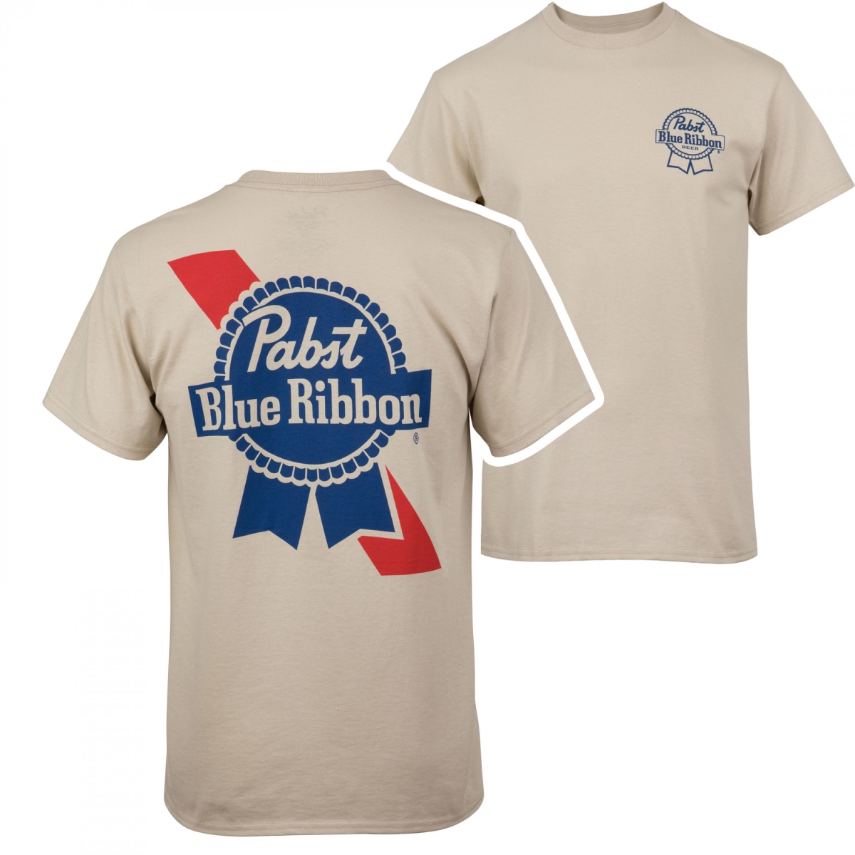 870745-large  Distressed Logo Front & Back Print T-Shirt, Beige - Large