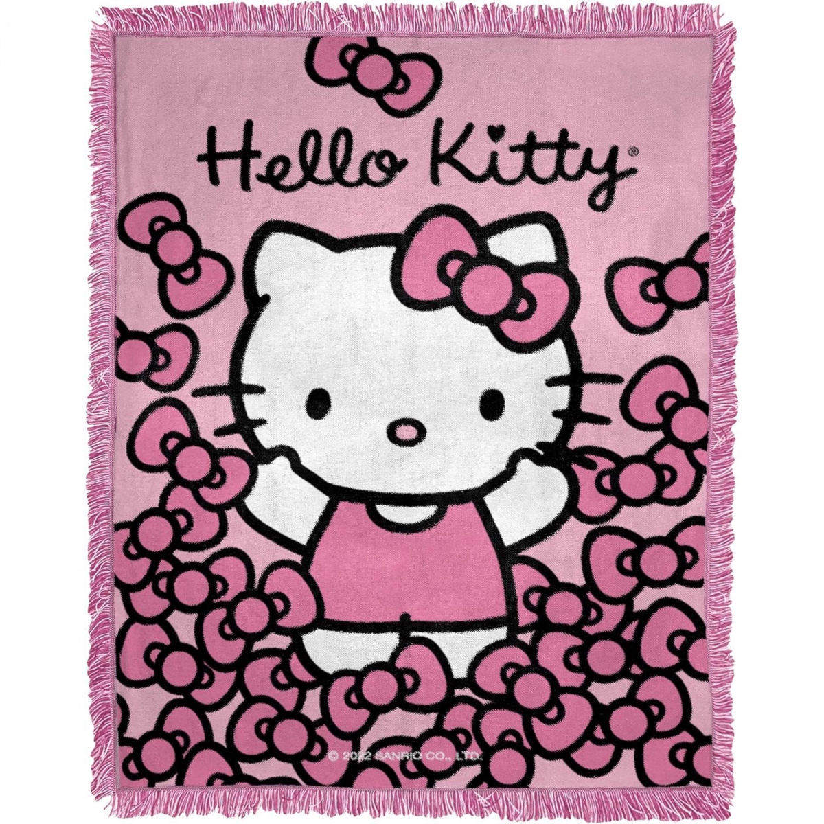 Picture of Hello Kitty 860833 46 x 60 in. Hello Kitty More Bows Woven Throw with Tassels&#44; Pink