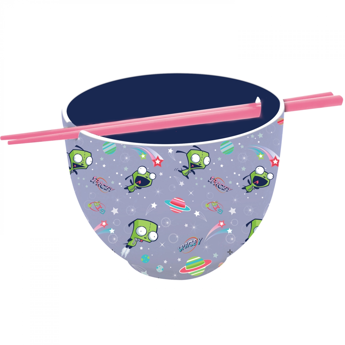 Picture of Invader Zim 871537 Gir in Space Ramen Bowl with Chopsticks&#44; Purple & Black