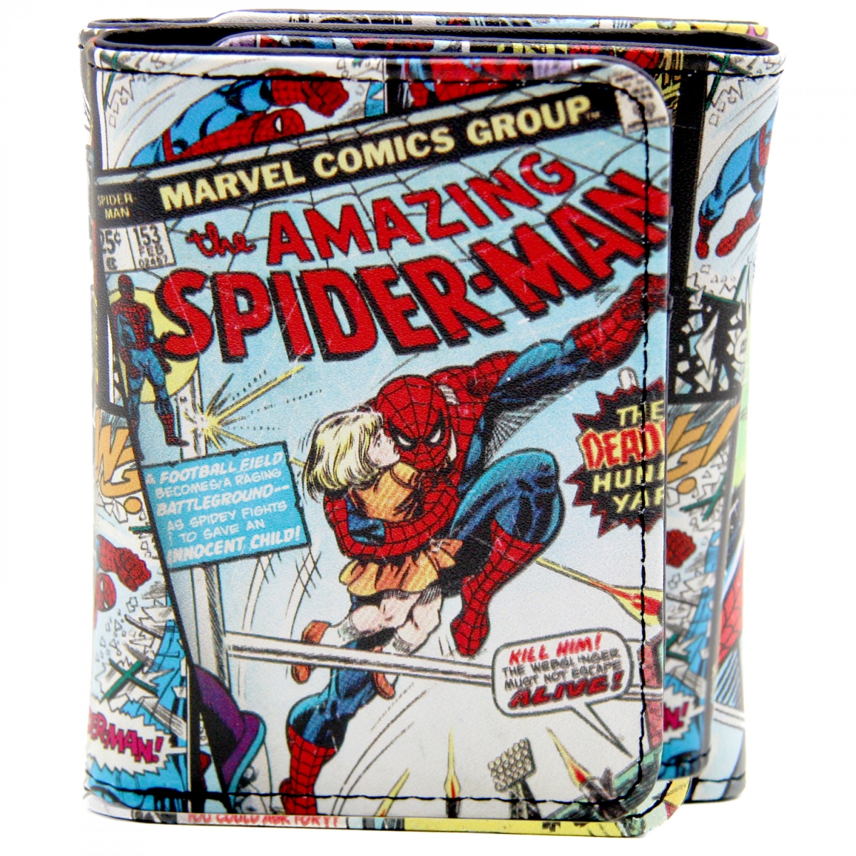 Picture of Spider-Man 870088 No. 153 Spider-Man Comic Cover Trifold Wallet in Collectors Tin
